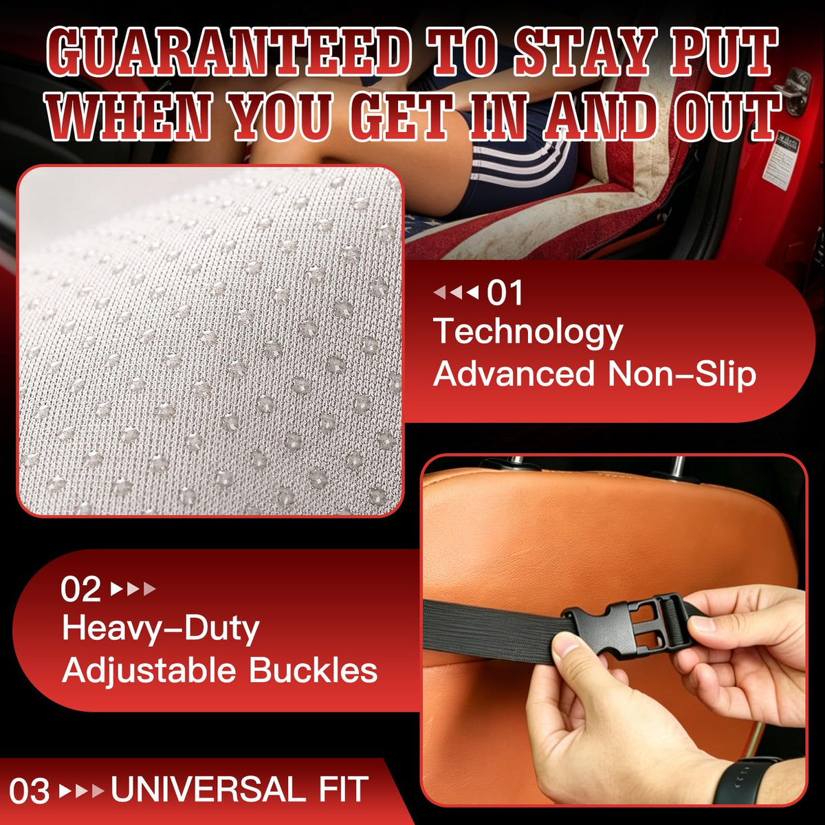 TESFEEL cover laid flat with dimensions showing universal fit