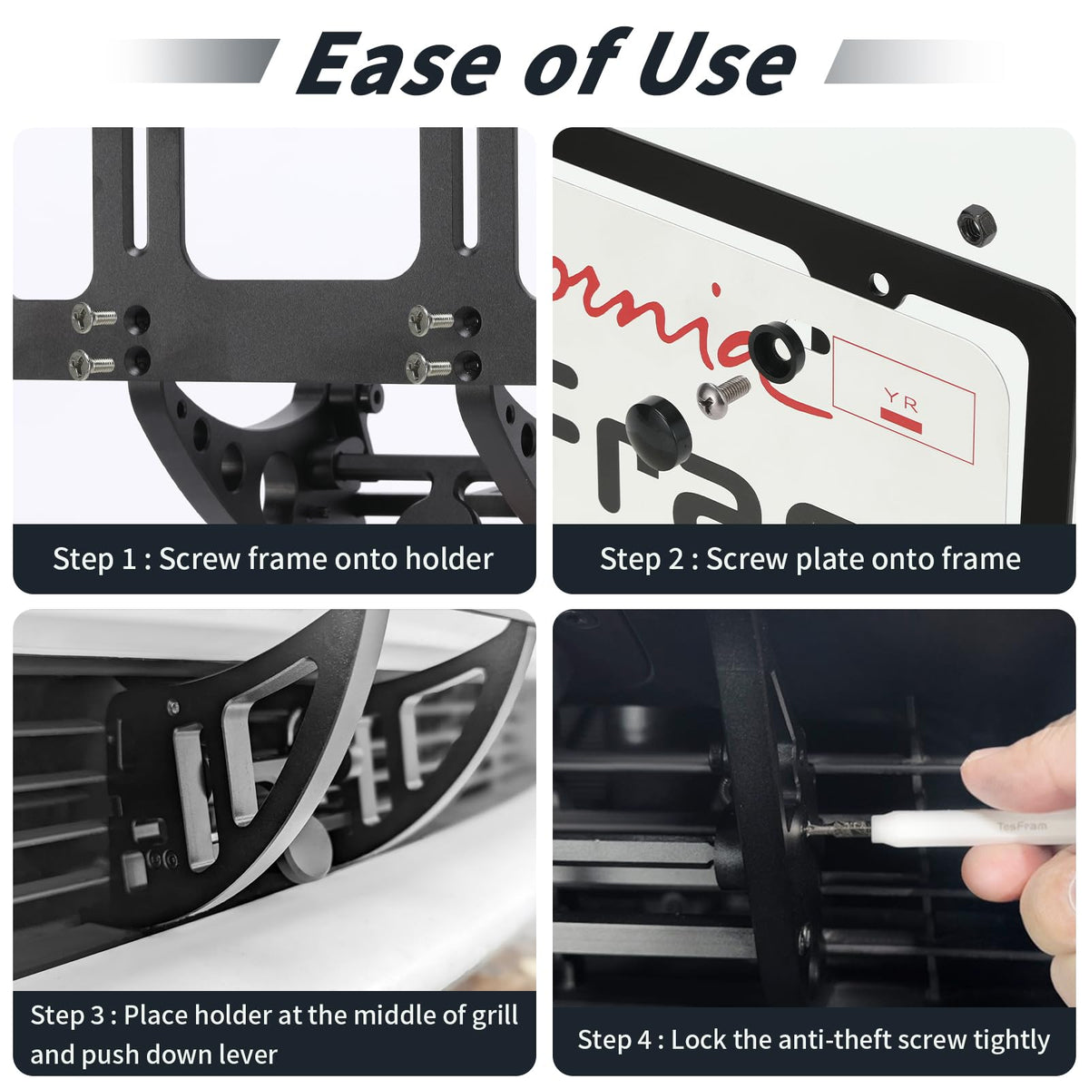 TesFram anti-theft screw and key handle demonstrating secure lock