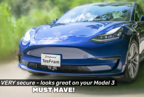 TesFram installed showing parking sensor compatibility and safety