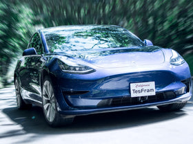 TesFram on parked Model 3 in driveway offering clean aesthetic