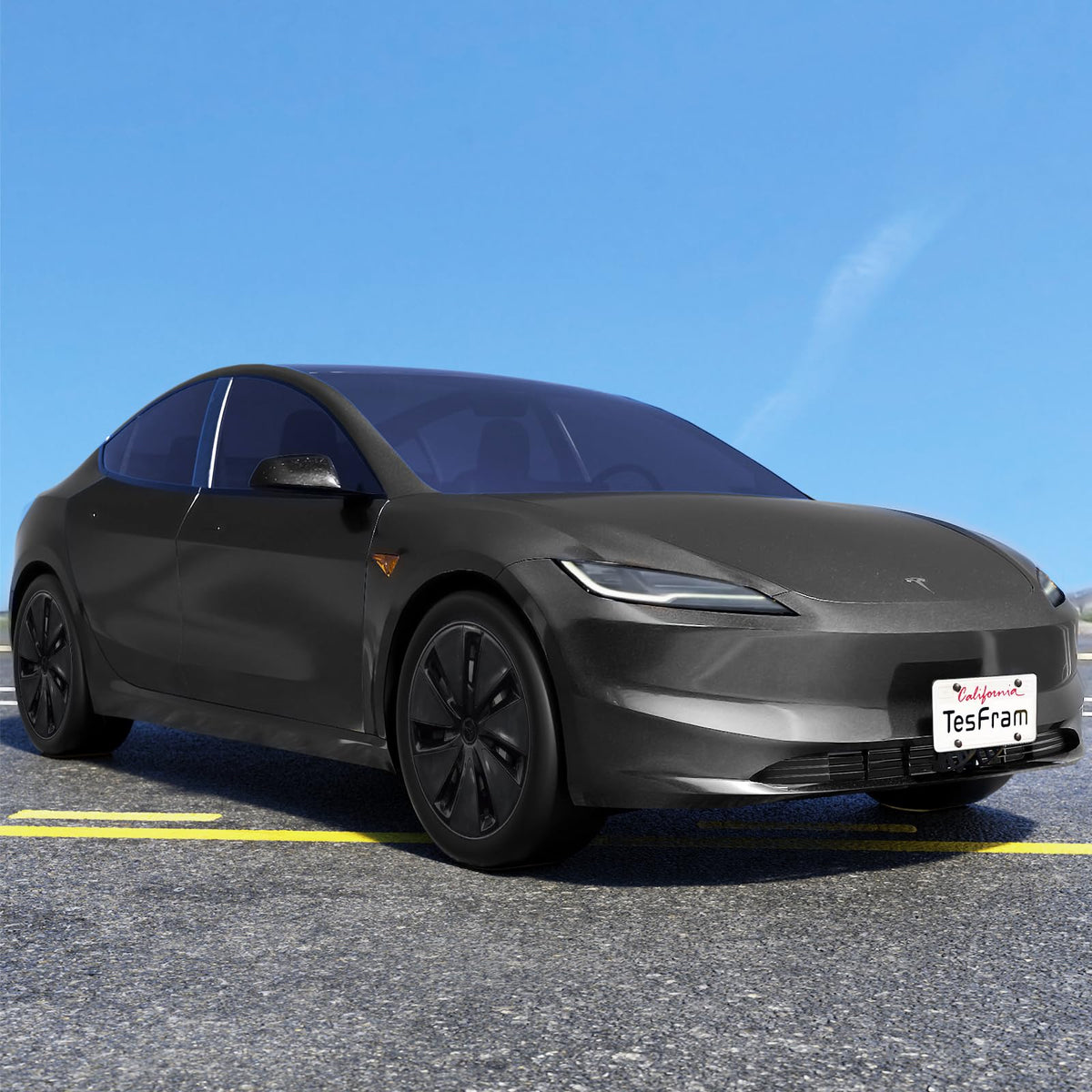 TesFram size comparison with license plate showing scale and fit clarity
