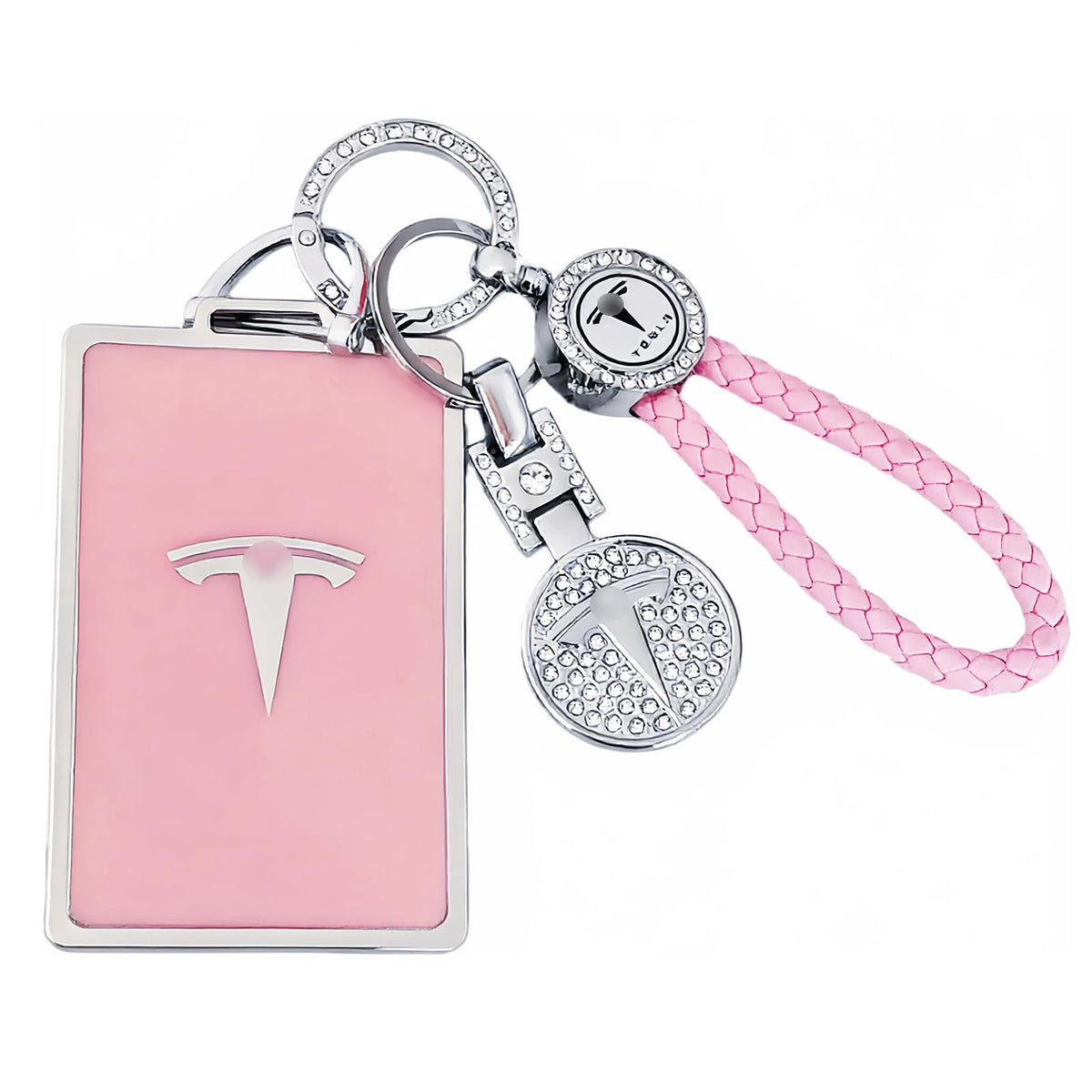 Tesheer front view pink bling holder showing clear protection and decorative sparkle