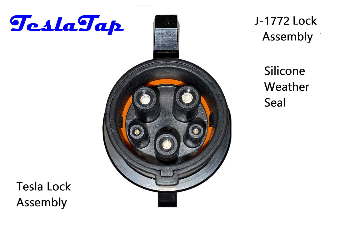 TeslaTap Mini connected to Tesla wall connector, TeslaTap enables charging