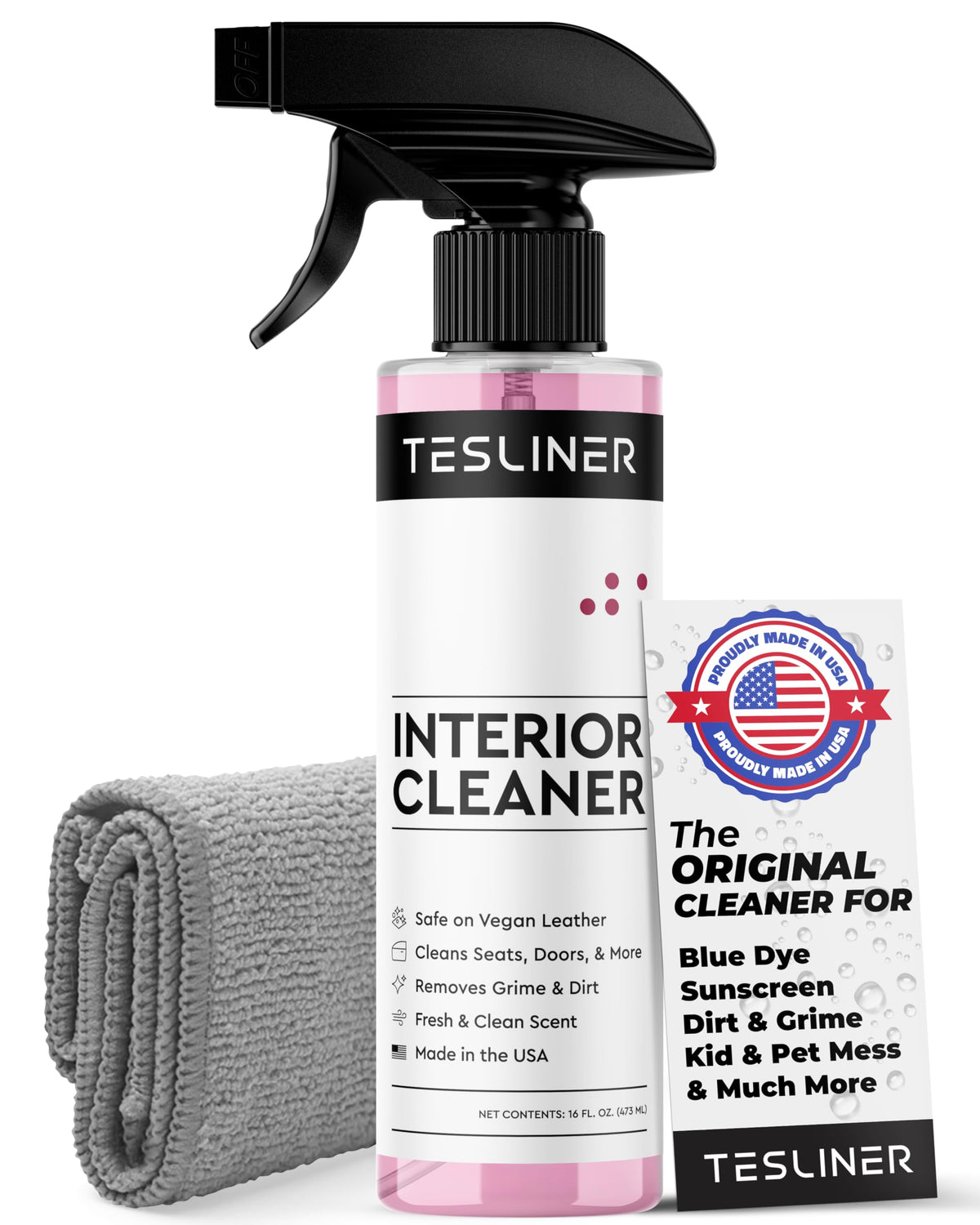 TesLiner front packaging showing label and spray for easy identification and use