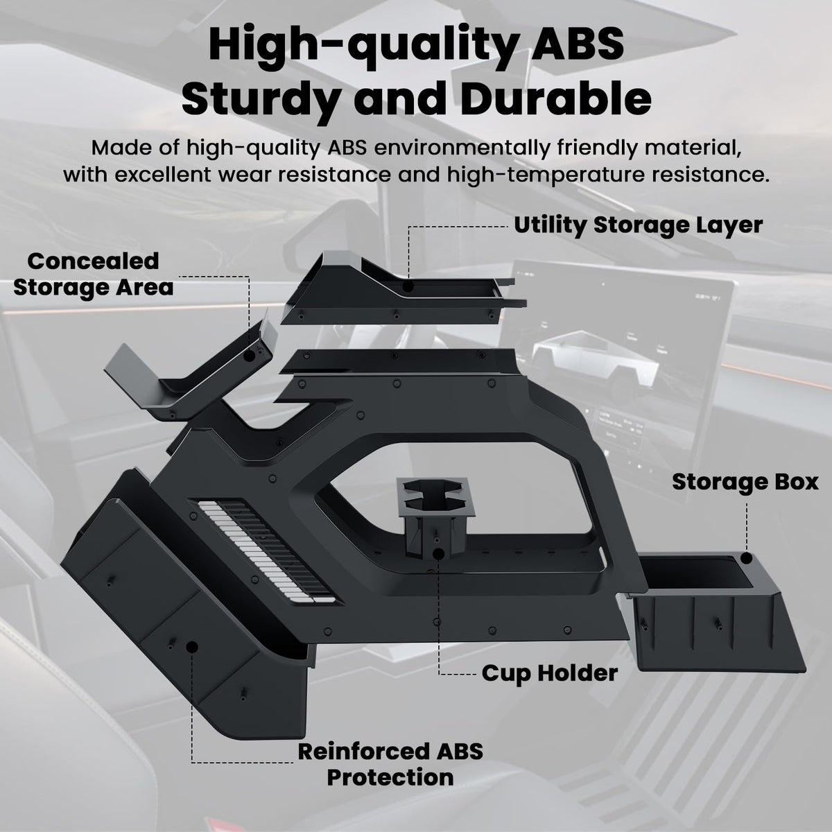 Teslink lower compartment depth shot showing storage capacity and protection