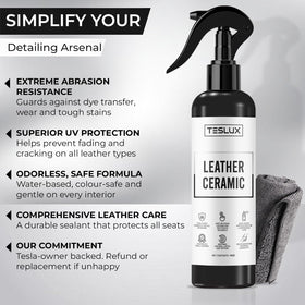 Close-up of TesLux applicator spreading coating on vegan leather for easy maintenance