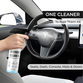 TesLux cleaned dash and console showing uniform finish and protection
