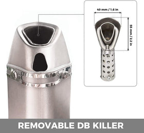 Tesmirror removable DB killer detail highlighting sound control and easy removal benefit