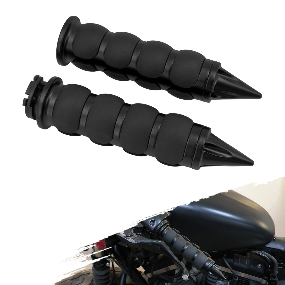 Tesoromotor front view of grips showing shape and fit, improves comfort