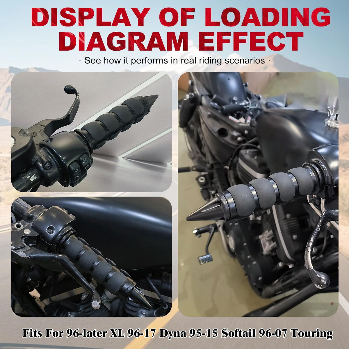 Tesoromotor grips installed on Sportster handlebar for improved handling