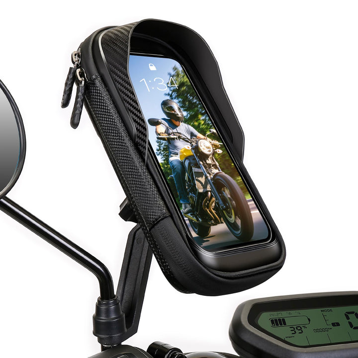 TEUEN front view mounted on mirror showing secure hold and visibility