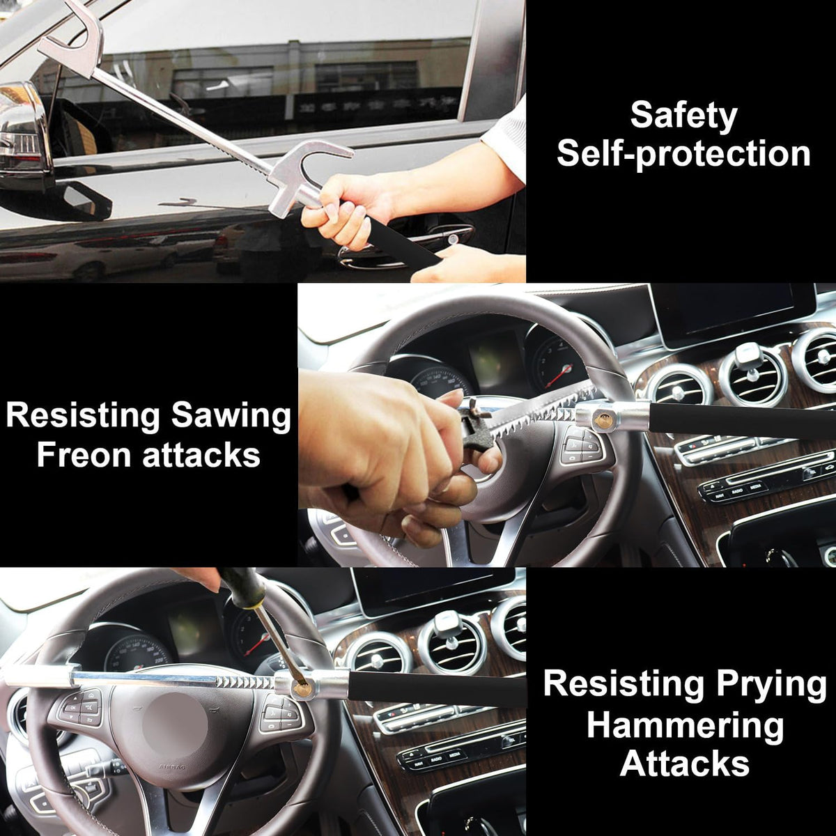 Tevlaphee mounted on steering wheel in car demonstrating quick installation
