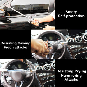 Tevlaphee mounted on steering wheel in car demonstrating quick installation