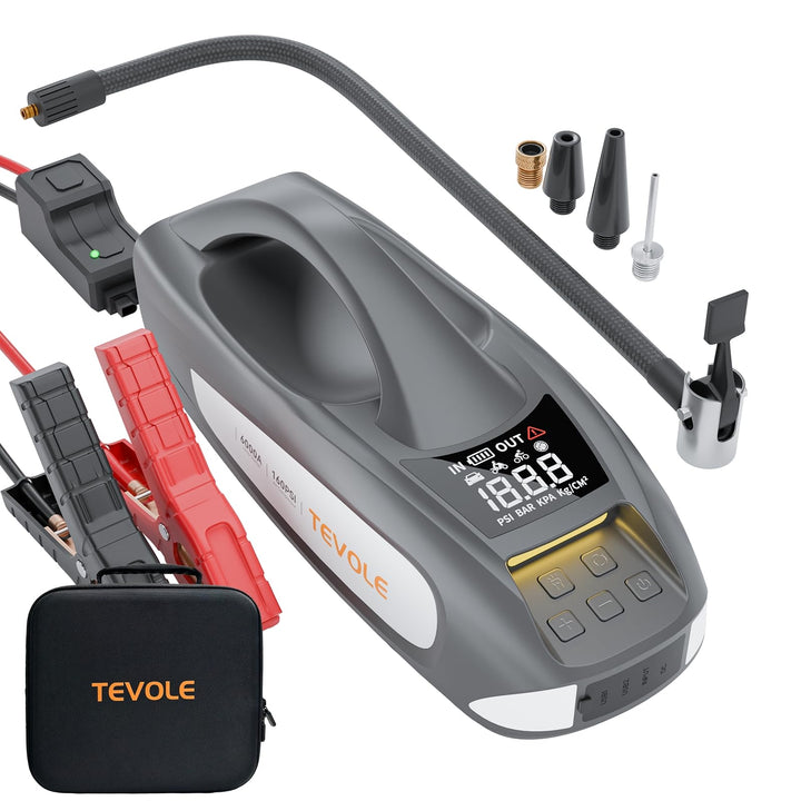 TEVOLE front view showing sturdy case and unit for reliable roadside readiness