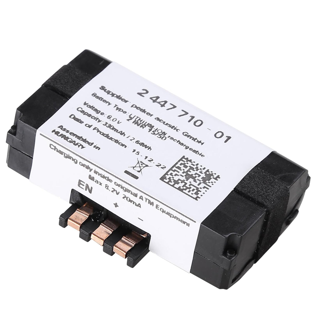 TevzaTechix front view of replacement emergency battery showing compact design and fit benefits