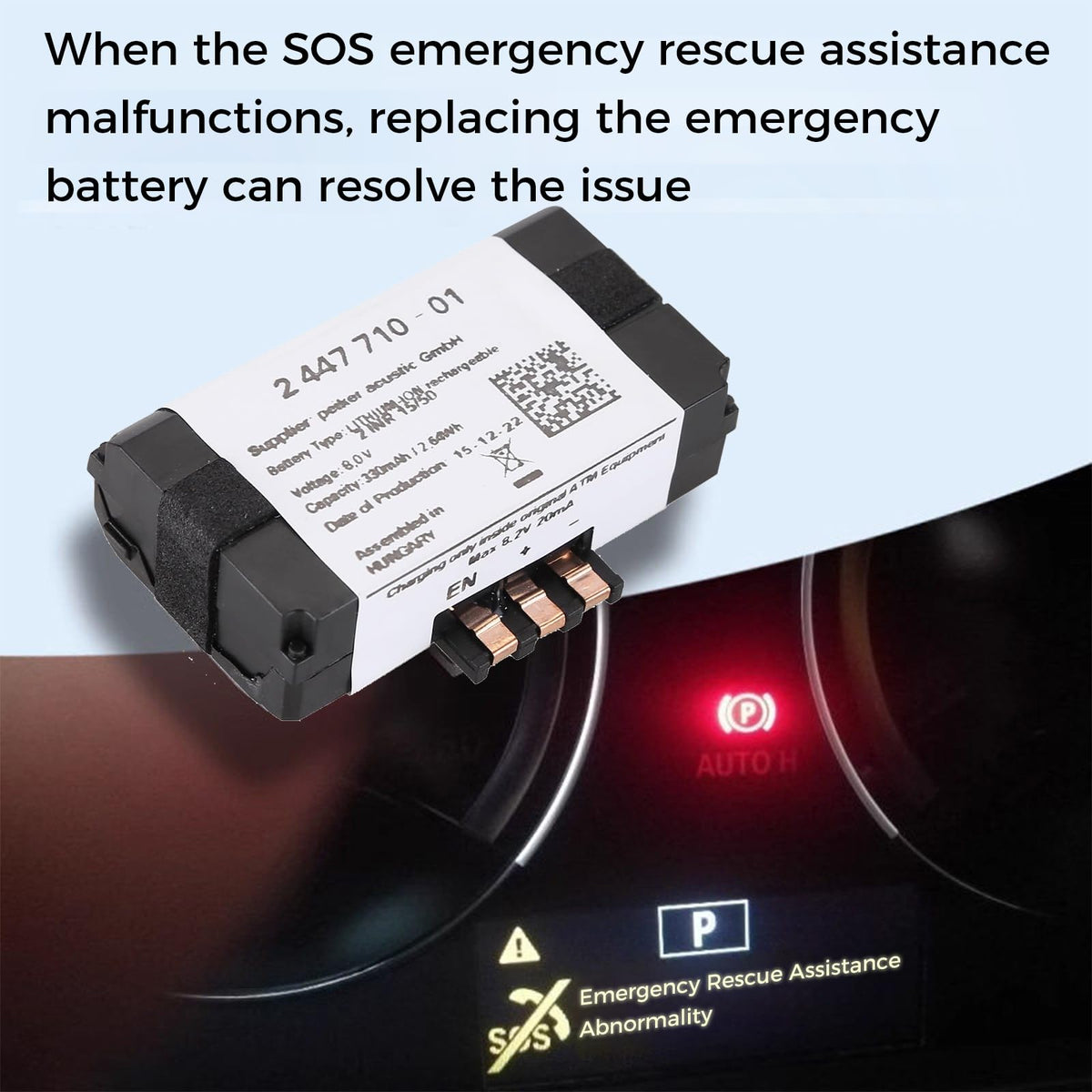 TevzaTechix battery installed in vehicle module demonstrating correct fit and restored function