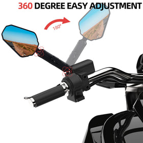 Tewgug mirror angled reflection in use, improved rear visibility benefit