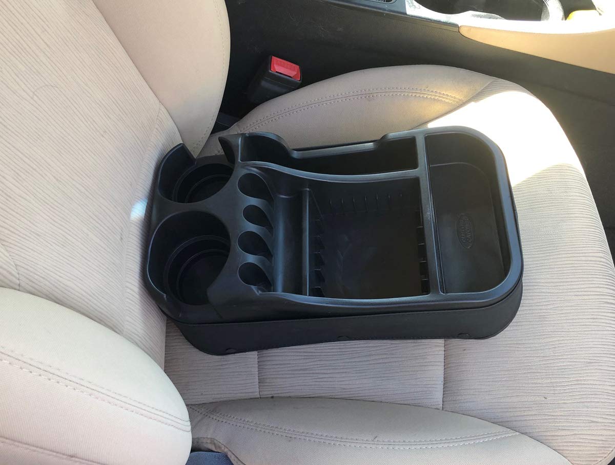 Texas Saddlebags console beside a water bottle showing compact size for space-saving