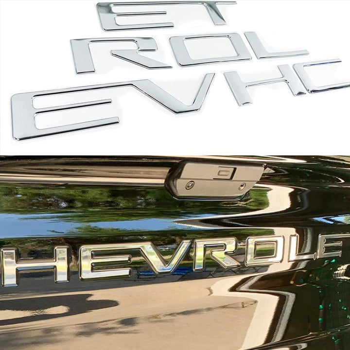 Texflic front view of chrome tailgate letters showing clean OEM look and renewed rear styling