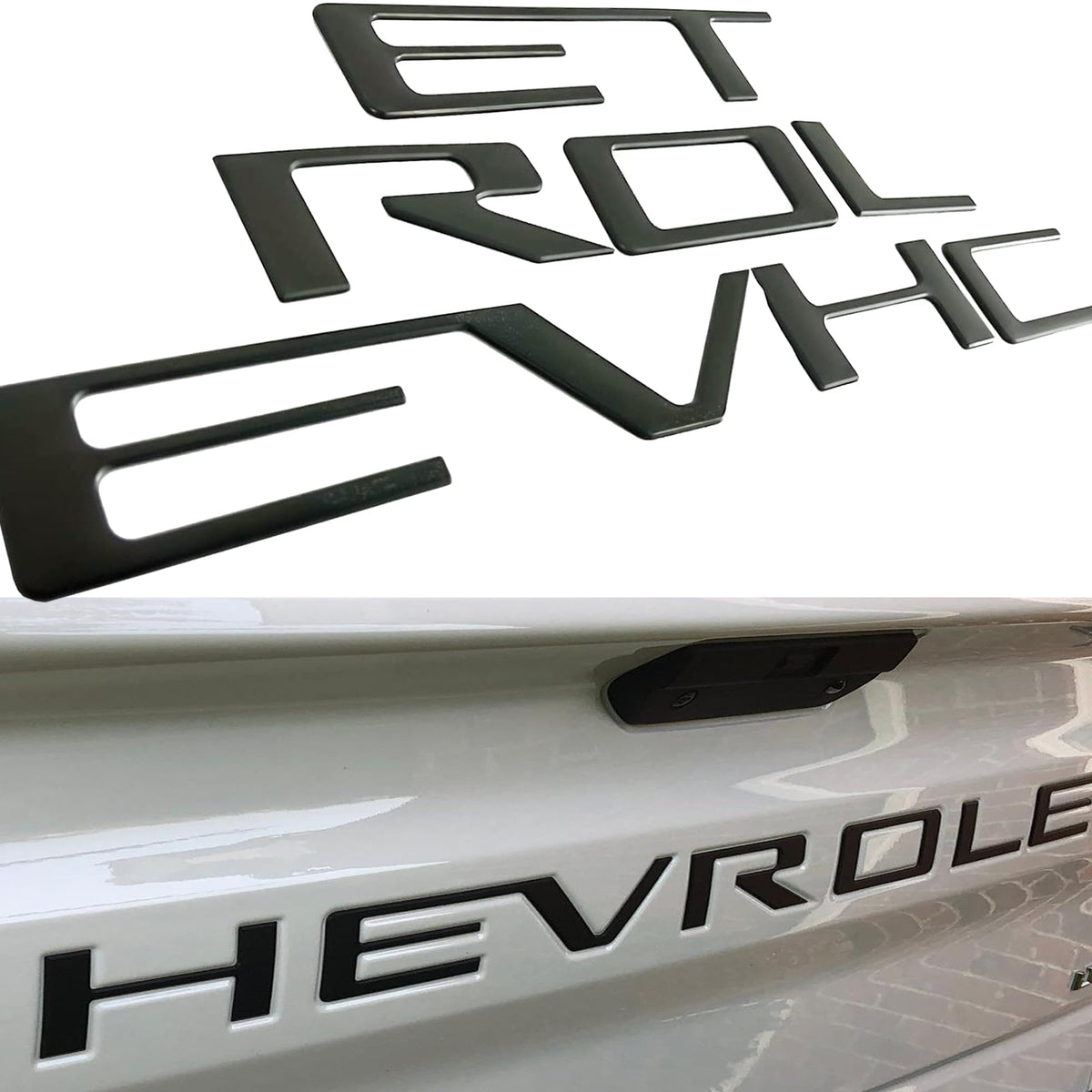 Texflic front view of matte black letters showing clean fit and sleek look