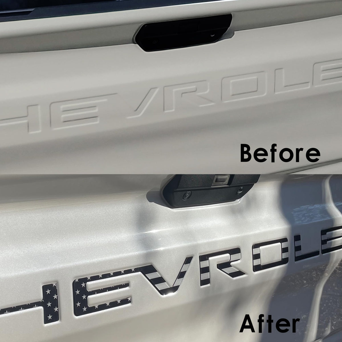 Texflic installed on Silverado showing how letters improve truck appearance