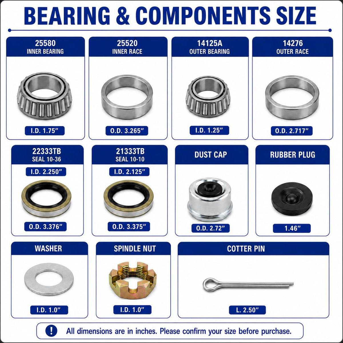 Tgkjmad hardware top-down with nuts, cotter pins and dust caps for complete hub assembly