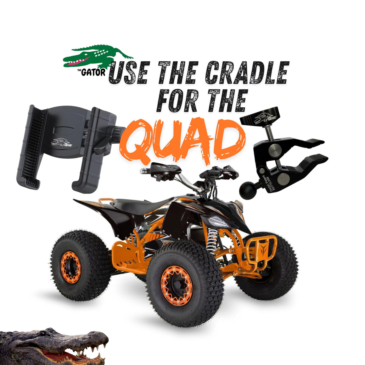 THE GATOR installed on golf cart dashboard, illustrates tidy in-vehicle use