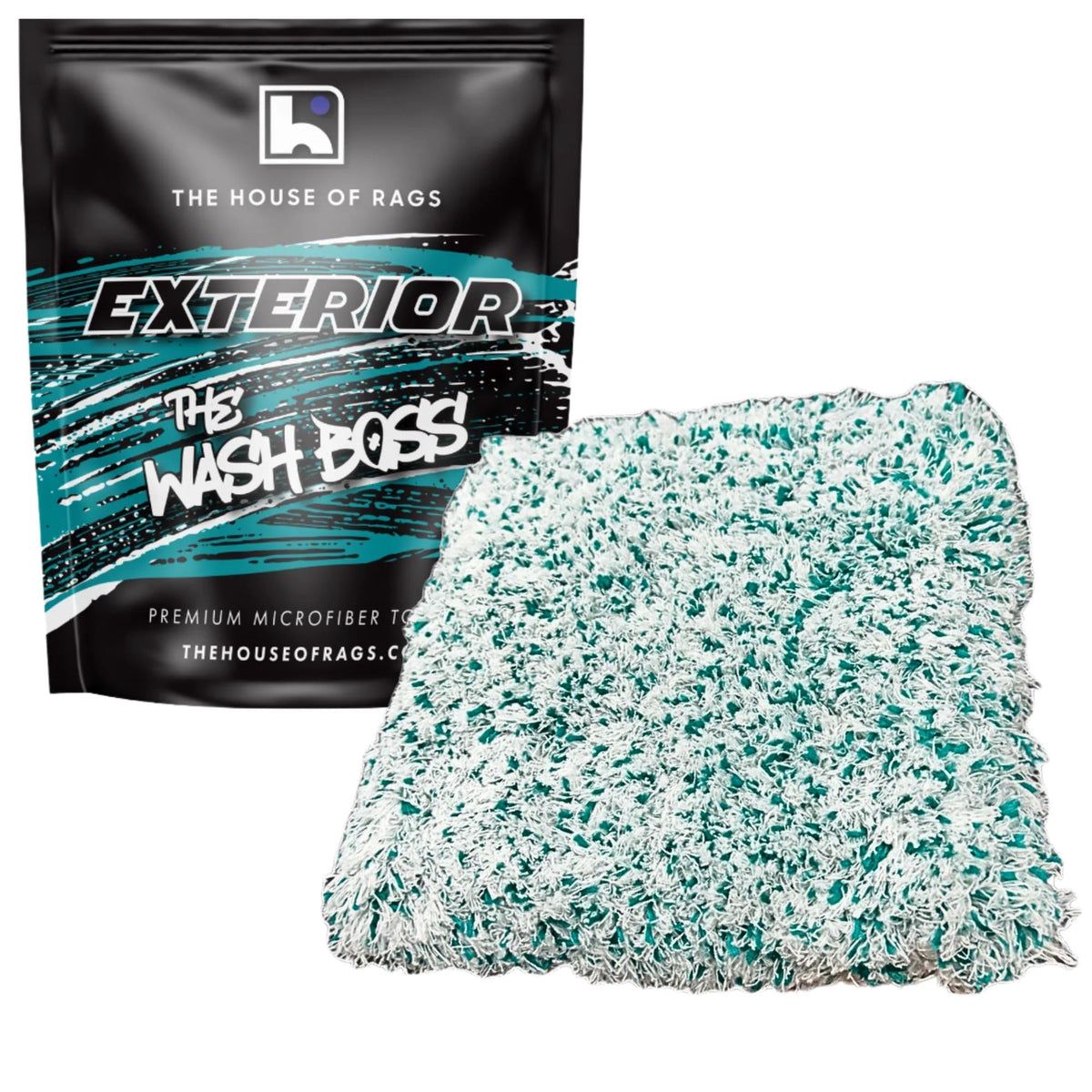 THE HOUSE OF RAGS Wash Boss front view showing teal and white pad and gentle cleaning