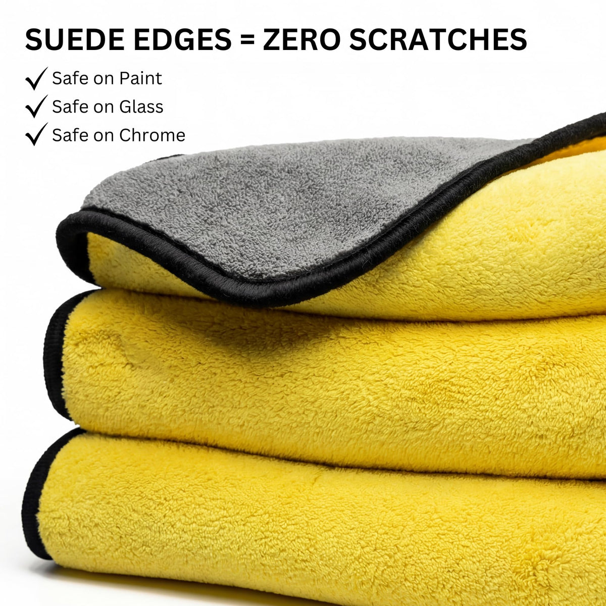 The Pro Stuff towel size comparison with hand showing 16x16-inch convenient control
