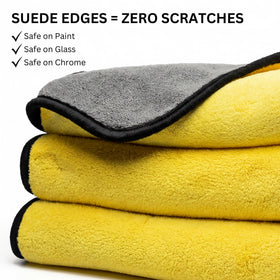 The Pro Stuff towel size comparison with hand showing 16x16-inch convenient control