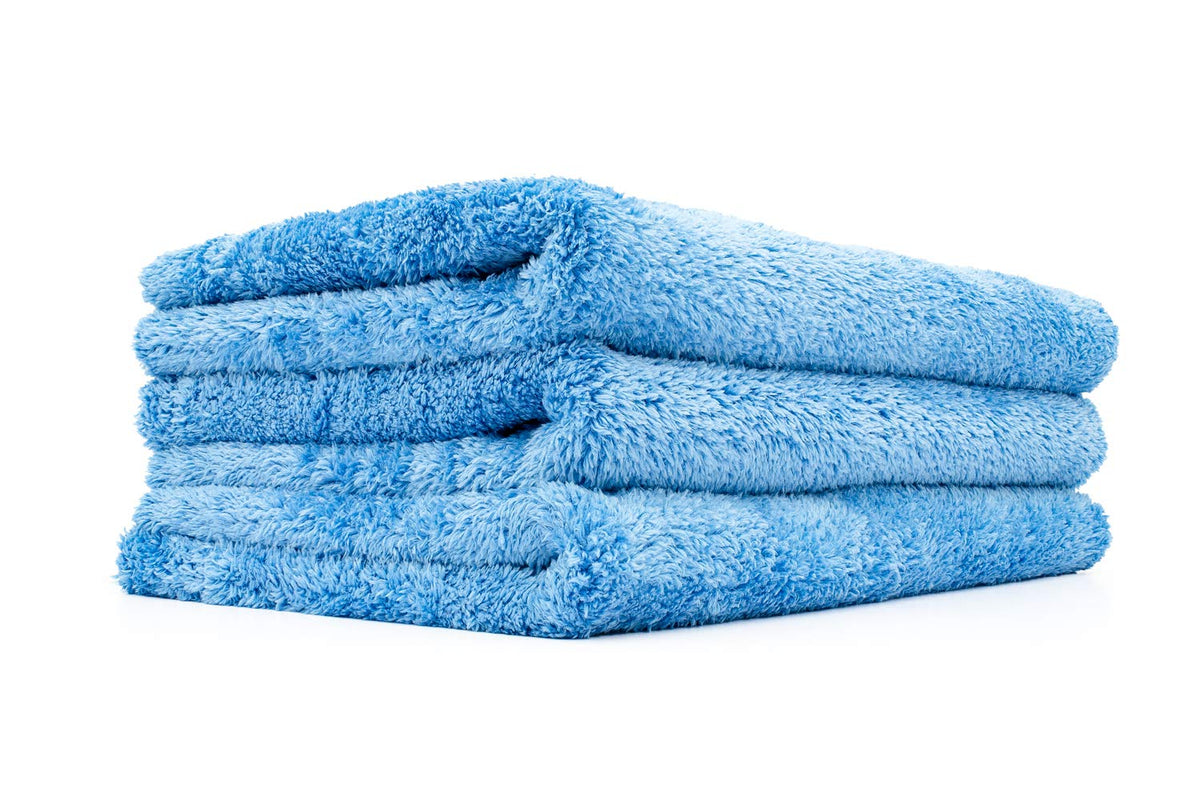 The Rag Company Eagle Edgeless 500 front pack showing three blue towels, clear value