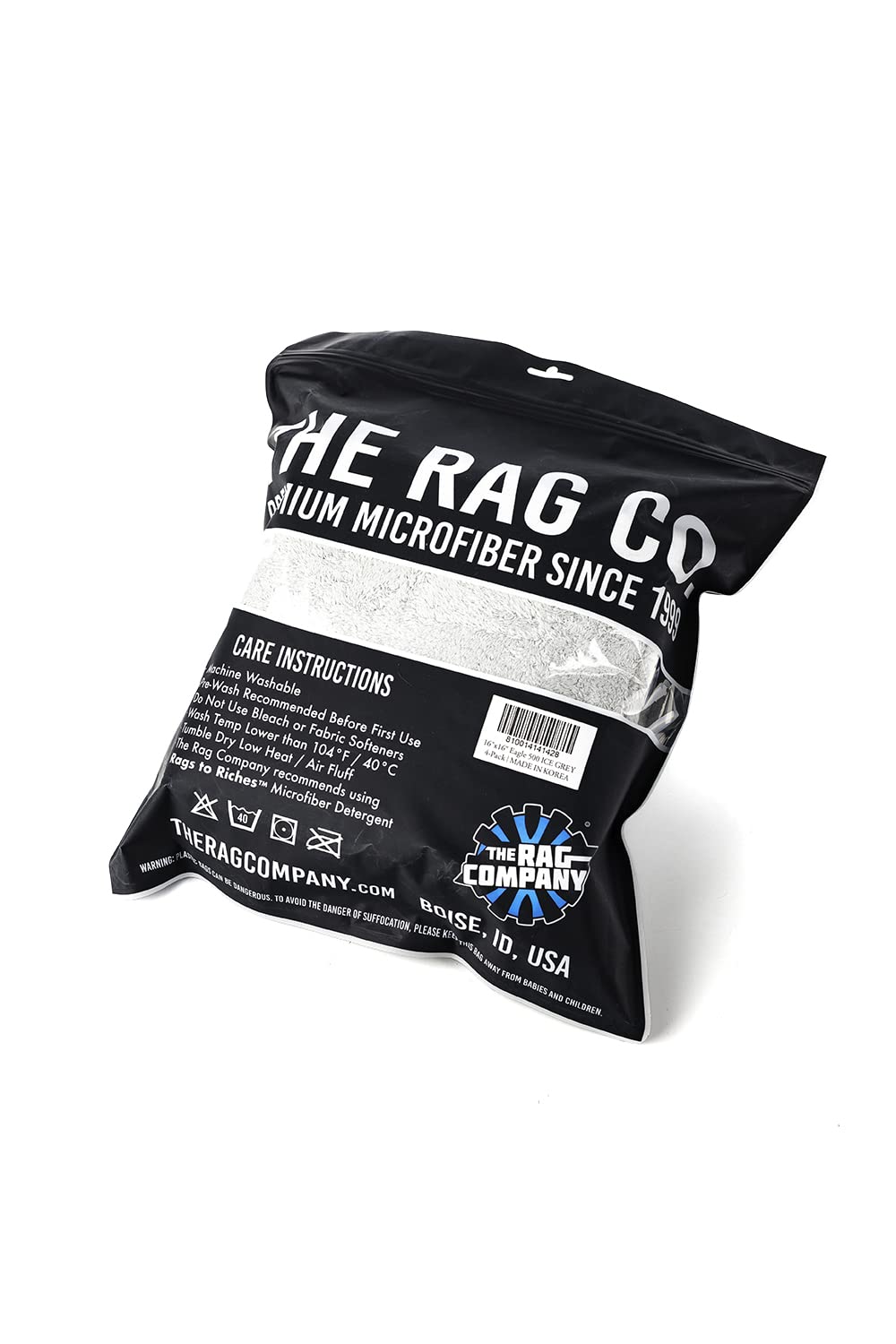 The Rag Company towel polishing glass to streak-free clarity and gentle contact