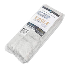 Hand holding The Rag Company towel to show 16x24 size and easy control