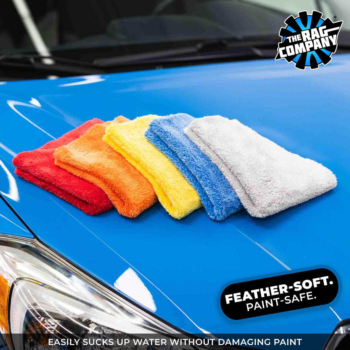 Towels in a detailing kit bag demonstrating The Rag Company professional use