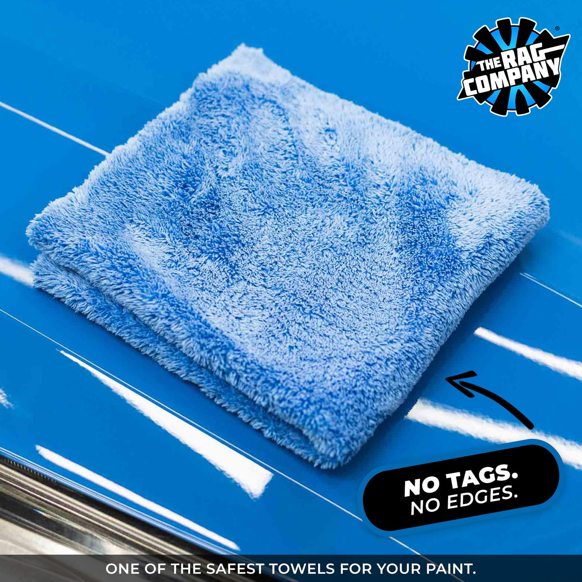 The Rag Company Eagle Edgeless 500 next to washing supplies showing easy-care durability