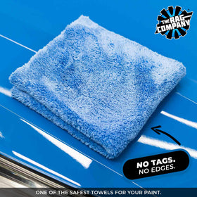 The Rag Company Eagle Edgeless 500 next to washing supplies showing easy-care durability