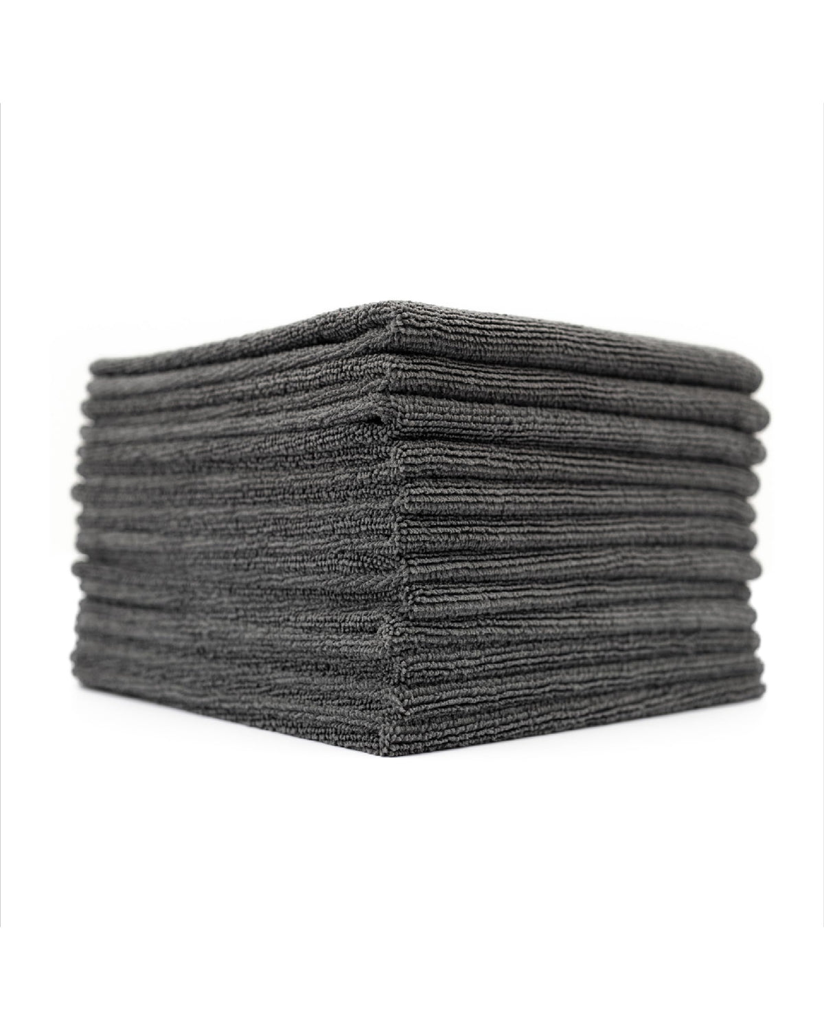 The Rag Company front packaging of 12-pack grey towels showing quantity and color