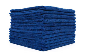 The Rag Company front packaging showing 12-pack royal blue towels, professional value