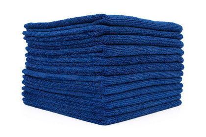 The Rag Company front packaging showing 12-pack royal blue towels, professional value
