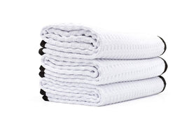 The Rag Company front packaging showing three white Dry Me A River towels, useful for identifying product