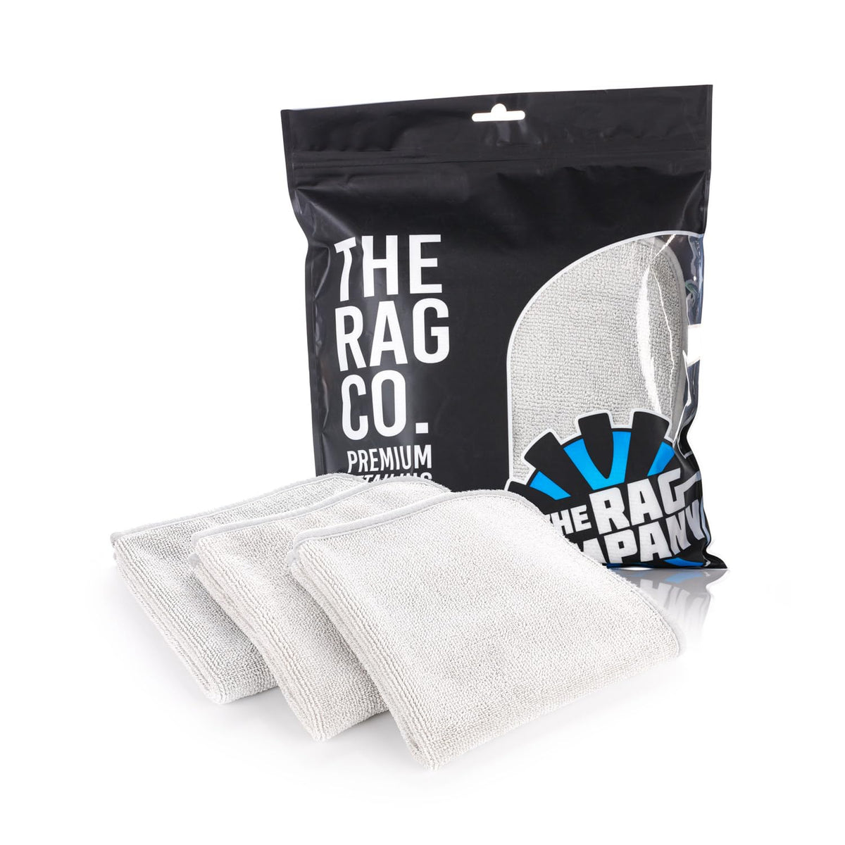 The Rag Company FTW front packaging showing 3-pack and ice grey color for clear results