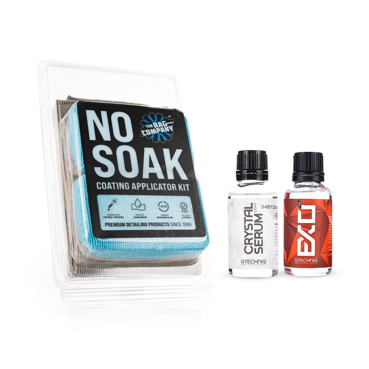 The Rag Company and Gtechniq front packaging showing kit benefits