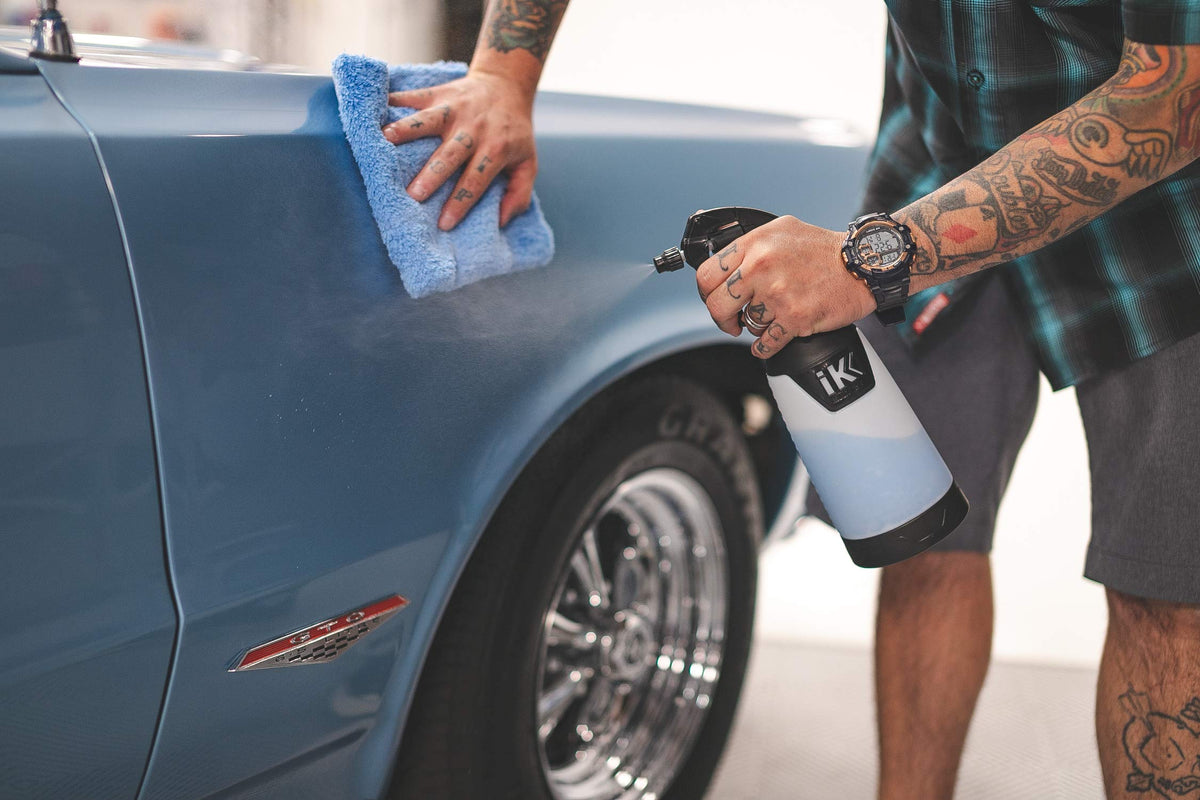 The Rag Company iK Multi TR 1 in-use during automotive detailing delivering consistent spray coverage