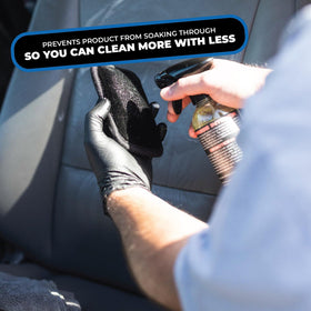 The Rag Company pad cleaning a car dashboard delivering streak-free finish