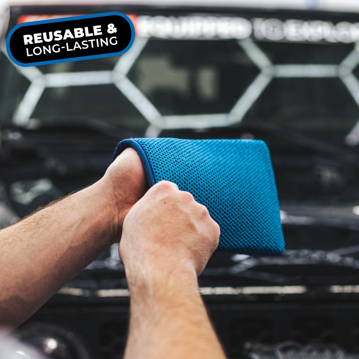 The Rag Company mitt edge and stitching detail showing durable construction benefit