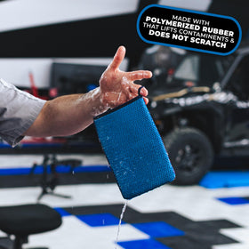 The Rag Company mitt in hand demonstrating size and ergonomic benefit