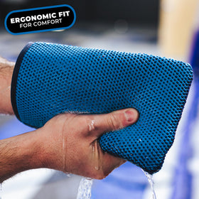 The Rag Company mitt in a detailing scene showing professional results benefit