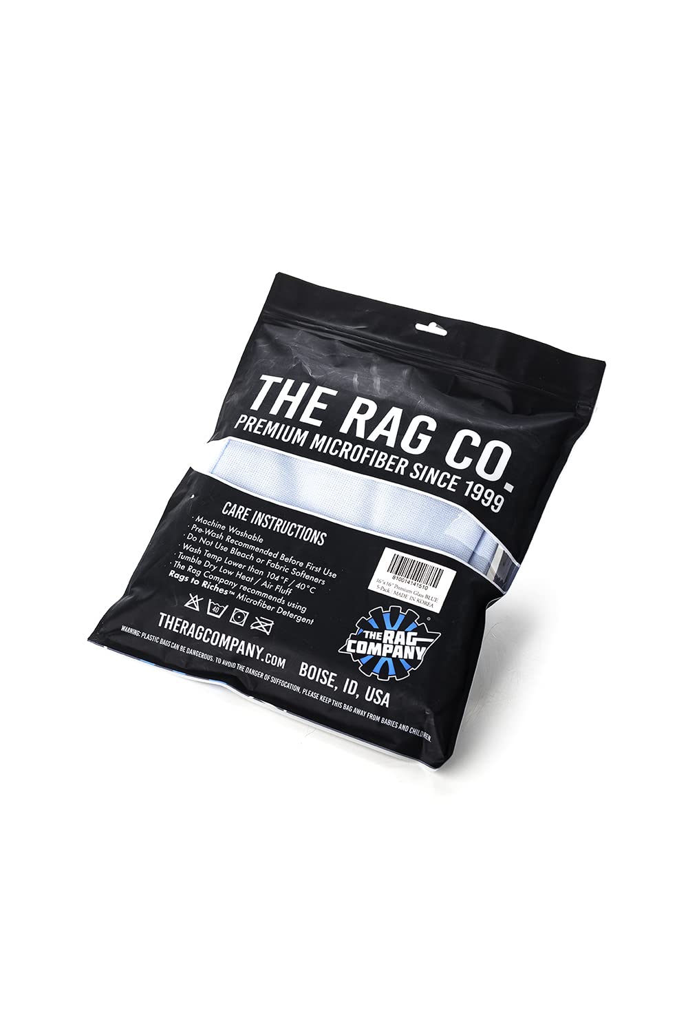 The Rag Company towel next to ruler showing 16x16 size, convenient scale benefit