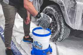 The Rag Company mitt and 6x8 pad size comparison illustrating scale utility