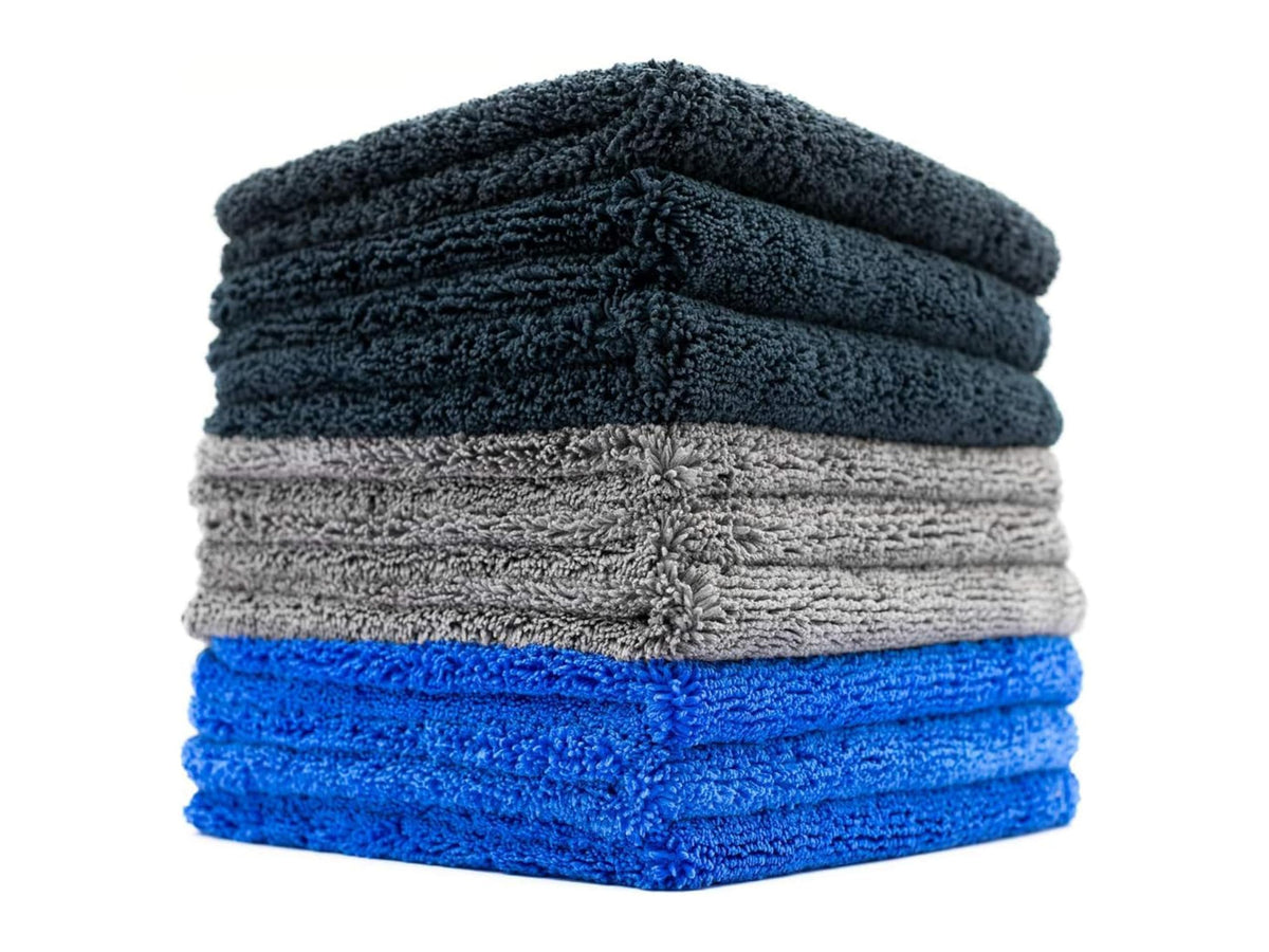 The Rag Company front pack showing nine Spectrum 420 Dark towels and color variety